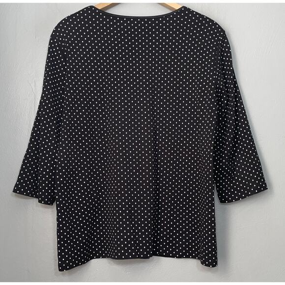 Black White Polka Dot Tee Top Womens Size XL Knit Classic Basic Cotton Preppy - Picture 4 of 10